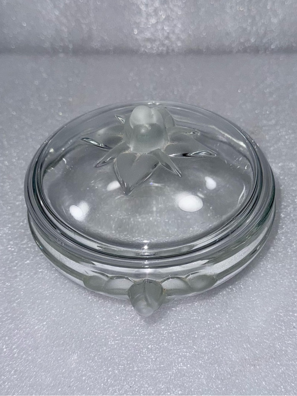 Vintage Walther Glass Candy/Dessert Dish Satin Rose Original Box West Germany